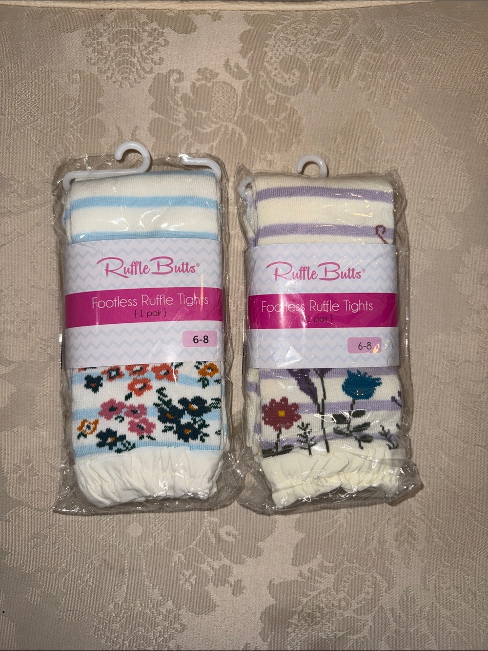 Ruffle Butts Floral Footless Ruffle Tights - Blue & Purple Accents